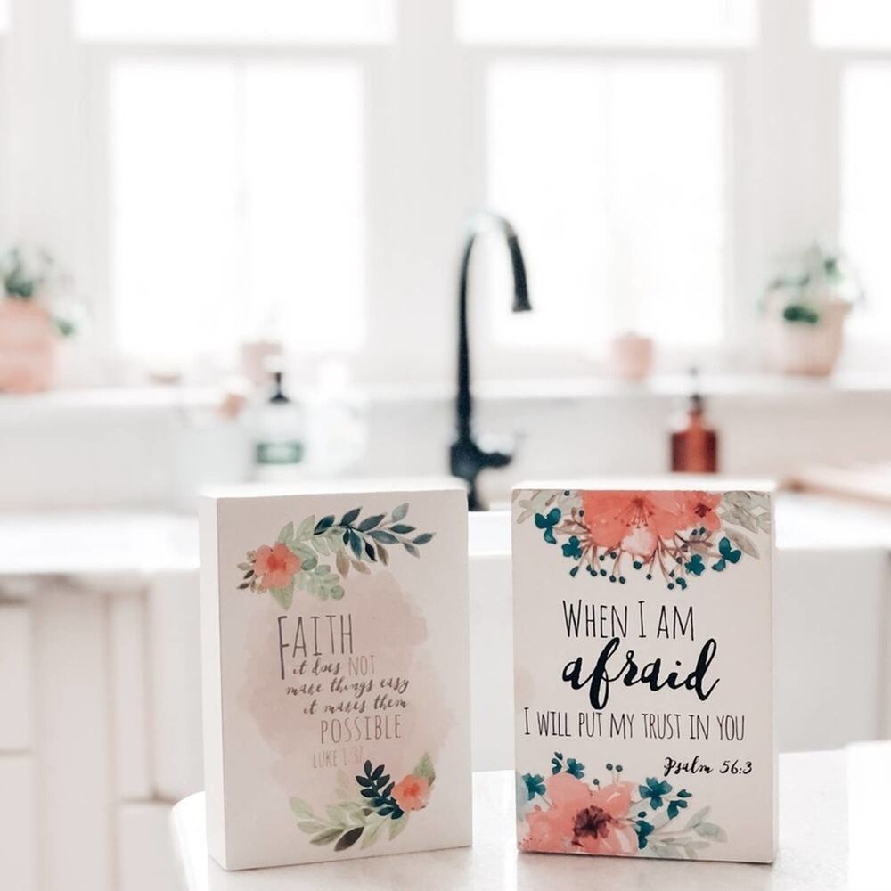 2pc bible verse inspirational faith decorative shelf art lot